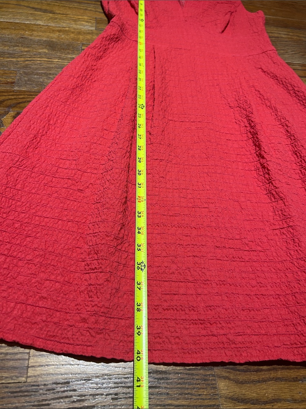 Talbots Girls Textured Coral-Red Sleeveless Fit-and-Flare Dress - Picture 4 of 6
